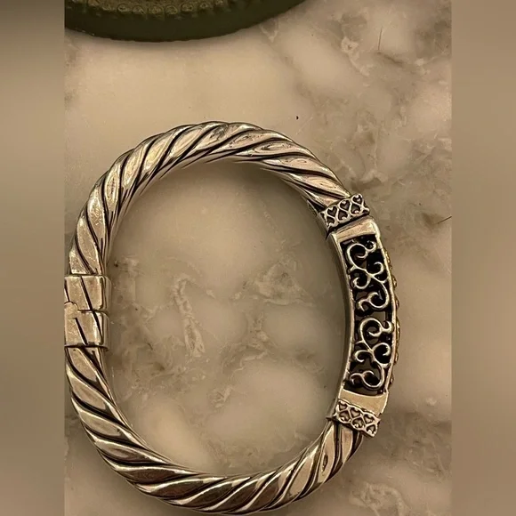 Silpada Rare Sterling Silver & 14k Yellow Gold Bangle Bracelet - Picture 3 of 10